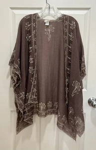 NATURAL LIFE Kimono braun bestickt One Size Boho offen Cottagecore - Bild 1 von 6