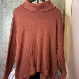 Lucky Brand Sweater Womens Medium Red Long Sleeve Pullover Turtle Neck Outdoor - Picture 1 of 5