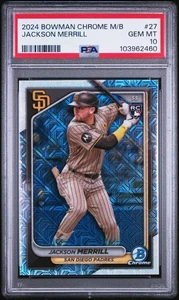Mega caja refractor Mojo Bowman Chrome #27 Jackson Merrill Rookie 2024 PSA 10 - Imagen 1 de 2