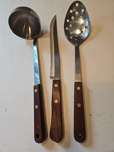 VTG Set 3 Robinson Stainless Slotted Serving Spoon Ladle Serrated Knife - Picture 1 of 5