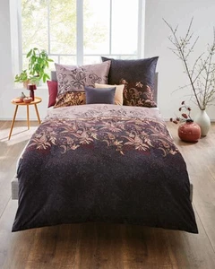 Kaeppel Mako Satin Bettwäsche Sheila 135x200 cm + 80x80 cm Schwarz - Bild 1 von 2