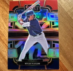 2024 Panini Select Baseball #41 Myles Naylor Red White & Blue Prizm Oakland - Picture 1 of 2