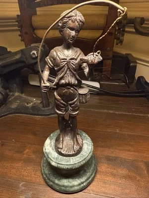 Auguste Moreau Boy Fishing Antique Art Beautiful Condition - Image 1 of 4