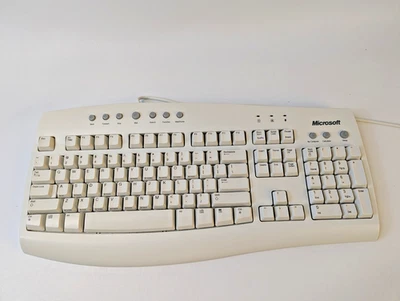 Beautiful Microsoft Internet Keyboard Ergonomic Clean Works Stored in box yrs - Image 1 of 4