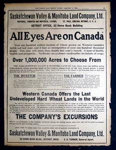 1906 Newspaper Page - All Eyes on Canada, Manitoba & Saskatchewan Land Co. Ad - Picture 1 of 1