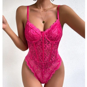 Sexy Lencería de Encaje Transparente Bustier Ver a través de Malla Sin Forrar Body de Peluche - Imagen 1 de 23