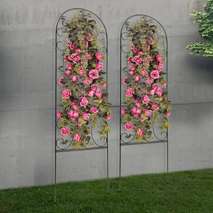 2 Pack Modern Metal Garden Trellis Climbing Plants Flowers Panels Holder Shelf - Picture 1 of 15