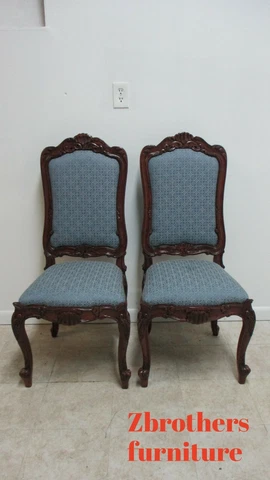 Pair BAU French Country Dining Room Side Chairs Regency Custom Carved D Cover