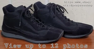 Prada 4T0799 Re-Nylon Gabardine Suede Leather High Top Mens UK 6 US 7 Black Shoe - Picture 1 of 12