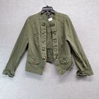 Torrid Women Jacket 0 Green Crop Military Button Front