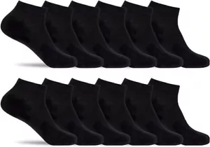 Mens 3 Pairs Athletic Black Cushioned Cotton Socks Ankle Low Cut Size 9-11 10-13 - Picture 1 of 8