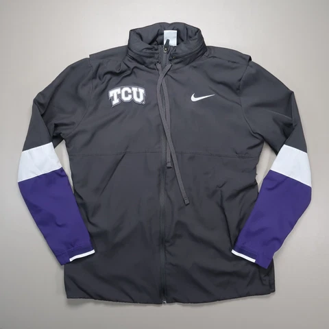 TCU Jacket Extra Large Black Nike Dri Fit Full Zip Horned Frogs Concealed Hood Cover