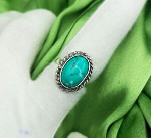 Turquoise Gemstone 925 Sterling Silver Plated US SZ 7 Ring MM-R3