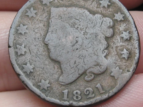 1821 Matron Head Large Cent Penny- Good Details Cover