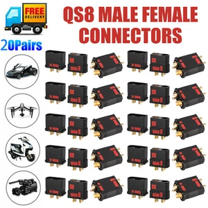 Sales 20Pair QS8 Anti-Spark Male Female Connectors Set for RC Lipo Battery Car - Picture 1 of 8