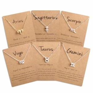 12 Horoscope Zodiac Sign Necklace Constellations Pendant Necklaces Women Jewelry - Picture 1 of 24