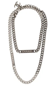 Chanel Silver-Tone ID Station Necklace with CC Charm, Spring 2015 Collection - Picture 1 of 9