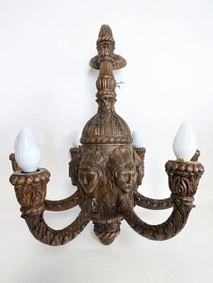 Lámpara de araña antigua de 6 brazos de madera tallada, 30,5′′H, PA6758AS Foto 1 de 4