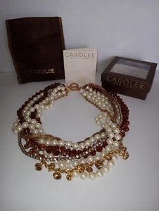 CAROLEE TORSADE KETTE CHOKER NECKLACE NIB 16" MULTI STRAND RHINESTONES - Picture 1 of 6