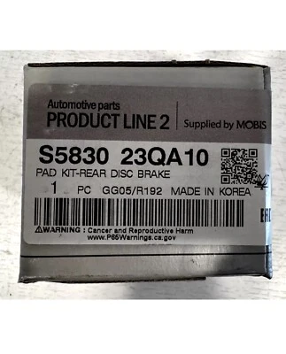 Pastillas de freno traseras HYUNDAI AZERA 2011-16 PIEZA ORIGINAL # S5830-23QA10 Foto 1 de 3