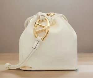 AUTH NWT $1750 Valentino Garavani Mini VLOGO Pouf Leather Bucket Bag-Ivory W/Box - Picture 1 of 21