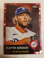 2022 Topps Clayton Kershaw Chrome Platinum Anniv Toile Cream Fuchsia #50/100 367