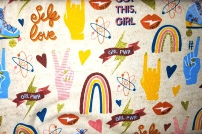 Tela de jersey de algodón estampada "Girl Power" por yarda Foto 1 de 2