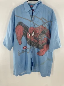 Vintage Ecko Unltd Marvel Spider-Man Button Up Blue &Red 2XL Black Rhino Exibit - Picture 1 of 6