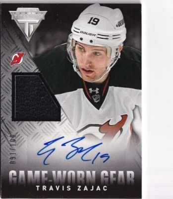2013-14 Panini Titanium Game Worn Gear Autographs #GATZ Travis Zajac 91/100 - Image 1 of 2