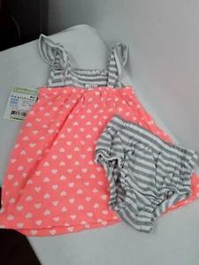 Healthtex Girls 3-6 mos. Nuevo con etiquetas Rayas Grises/Lunares Corazón 2 piezas. - Imagen 1 de 3