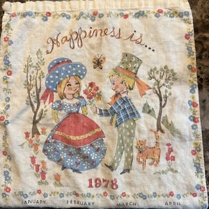Toalla de cocina vintage 1978 calendario del año - "La felicidad es..." - Imagen 1 de 20