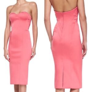 Zac Posen Coral Pink Strapless Sweetheart Fitted Bodycon Cocktail Dress Size 6/8