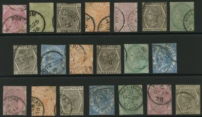GB QV SURFACE PRINTED to 2s CDS 1870s VICTORIAN PERFORATION TIDYING 20 stamps - Image 1 of 2