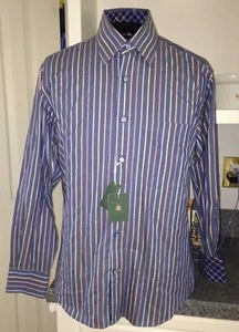 NWT Robert Talbott Cotton Blue Multi-color Stripe Dress Shirt Flip Cuff $198 S - Picture 1 of 6
