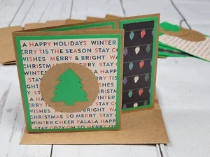 Merry Christmas Gift Card Holder Kit #1 [Lot of 4, Handmade Trees Masculine] - Picture 1 of 4