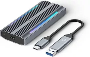 RGB M.2 NVME Enclosure USB C 10Gbps Gen 2 PCI-E SSD Case NVMe External Caddy - Picture 1 of 11