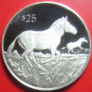 1993 BRITISH VIRGIN ISLANDS $25 SILVER PROOF CAPE MOUNTAIN ZEBRA WILDLIFE RARE! - Picture 1 of 5