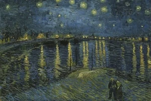 VINCENT VAN GOGH'S Starry Night Over the Rhône (1888) 8X10 GLOSSY PRINTED PHOTO - Picture 1 of 1