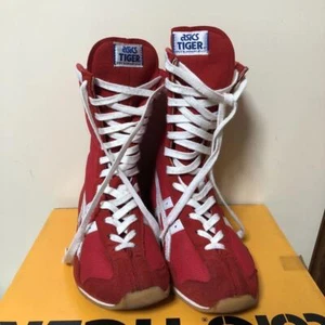 Asics / Boxing shoes (long type) red and white 24cm (US 6) Vintage Rare ❘ Japan - Picture 1 of 17