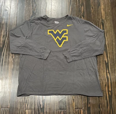 Nike West Virginia Mountaineers Long Sleeve Shirt Men’s 3XL Gray Cotton - Image 1 of 4