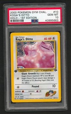 Koga's Ditto Holo Pokemon Card 1st Edition Gym Challenge 10/132 ARK BGS PSA 10 - Image 1 of 2