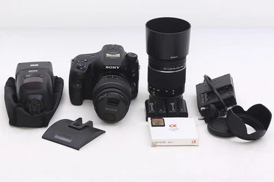 Sony Alpha SLT-A57 16.1MP DSLR Camera w/ 18-55mm + 55-200mm Lens & Metz Flash - Image 1 of 4