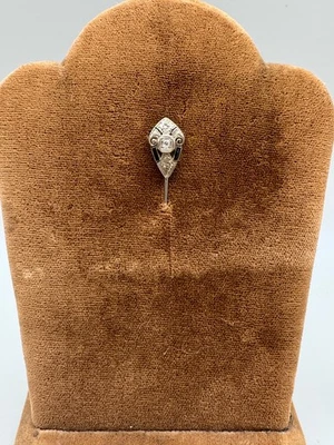 Antiguo prendedor Art Deco oro 14k platino diamante zafiro 1,5 gramos Foto 1 de 4