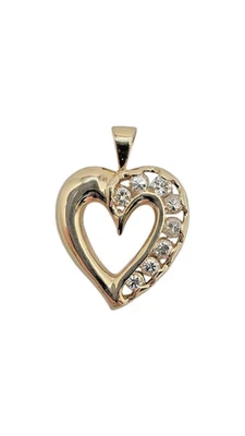 14K Yellow Gold Approx. 0.40Ct Open Heart Diamond Pendant 1.8dwt - Image 1 of 4