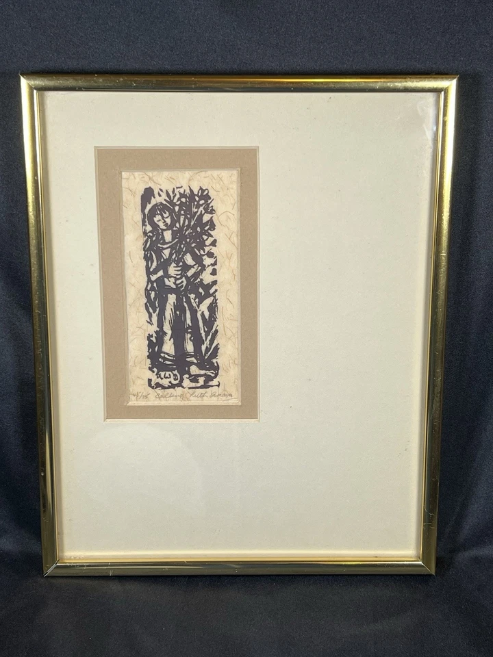 VTG RUTH ANAYA Serigraph Print CALLING Handmade Paper Hard SIGNED & Number 45/75 - Image 1 of 4