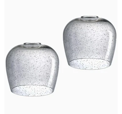 2 Pack 6.1 Inch Clear Seeded Grey Glass Lamp Shades for Pendant Lights - Image 1 of 3