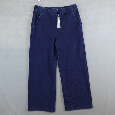 NWT Chicos Pants Womens 0/S Blue Zenergy Wide Leg Crop Dark Indigo Wash Pull On - Image 1 of 4