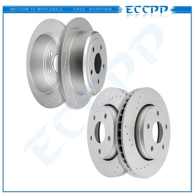 Front And Rear Drilled Slotted Brake Rotors For 2007-2018 Jeep Wrangler 3.6/3.8L - Image 1 of 4