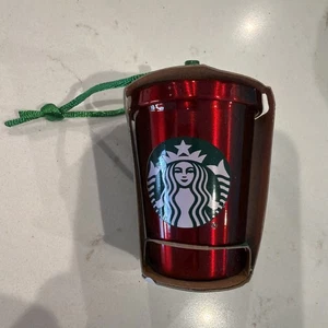 Neu mit Etikett 2016 Starbucks Ornament rot metallic Metall Kaffee To-Go Tasse Weihnachtsbaum - Bild 1 von 7