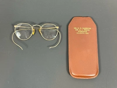 Antiguo estuche de cuero con marco dorado óptico americano bifocal EE. UU. Foto 1 de 4